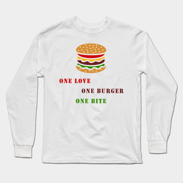 One love one burger one bite Long Sleeve T-Shirt by Florin Tenica